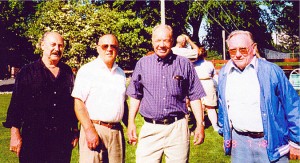 Clarence Fitting, myself, LeRoy Skjonsberg, Sam Denton in old South Dakota.  All friends since childhood.  We all lived in the Seattle area for over 50 years.